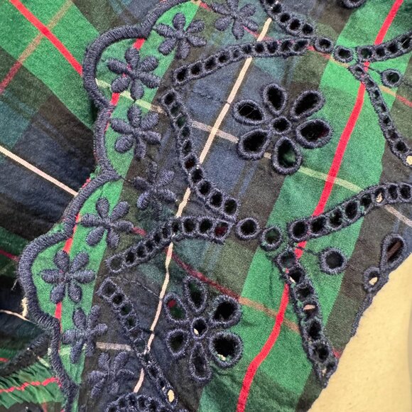 Crown & Ivy Navy Red Tartan Plaid Eyelet Hem Christmas Holiday Midi Dress SZ 16 - Picture 11 of 15